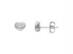 Λευκόχρυσα σκουλαρίκια καρδούλες κ9 με λευκό ζιργκόν  (code S173874)